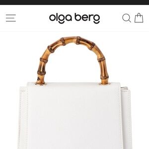 Olga Berg White Handbag with Bamboo Handle